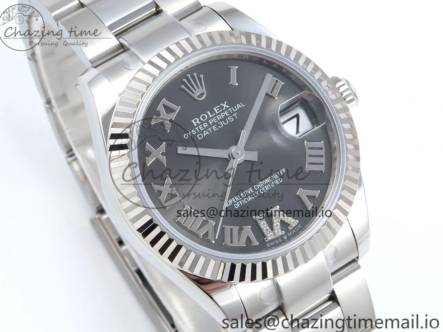 MiroTime 0518 EasyMatch DateJust 31 278274 ARF 1:1 Best Edition 904L Steel Gray Roman Diamonds Dial on SS Oyster Bracelet ETA 550